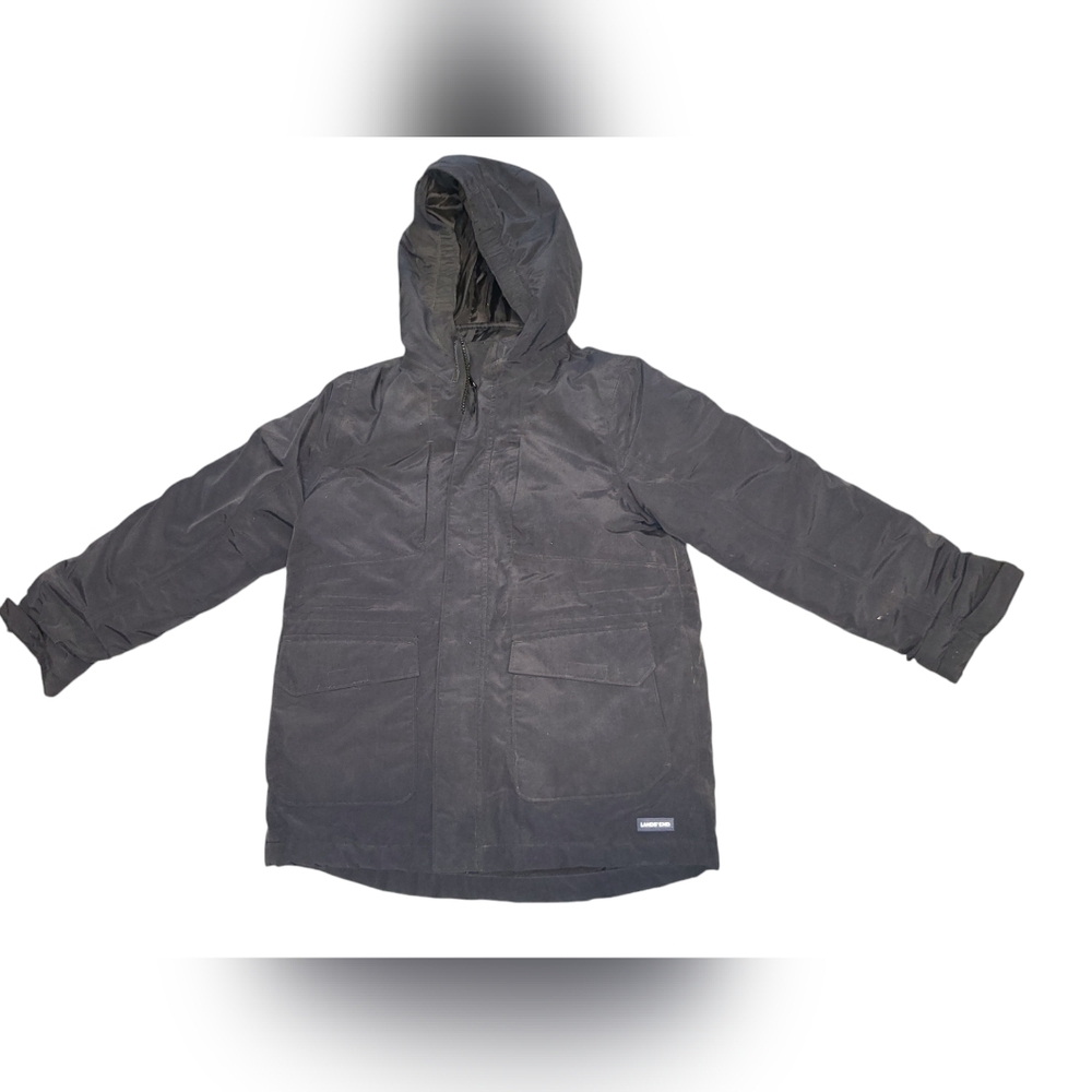 Boys Winter Coat Size Small 10-12 Black Land's End Puffer Down New